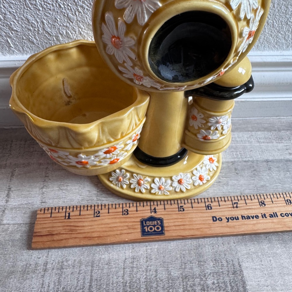 Vintage‎ RELPO Ceramic Telephone Planter Yellow Daisy Floral Japan Retro Decor - Picture 9 of 10